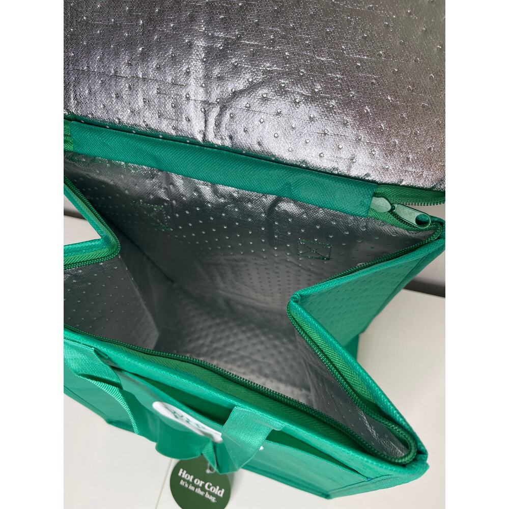 Set of 2! Whole Foods Hot Cold Insulated Cooler Tote Bags, Green Gray White Logo - Picture 4 of 14